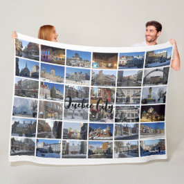 Witte 36 foto-collageraster Reis op maat Fleece Deken