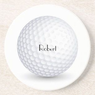 Witte 3-D Golfbal Ronde Zandsteen Onderzetter