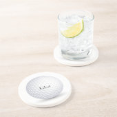 Witte 3-D golfbal ronde zandsteen onderzetter (Zijkant)