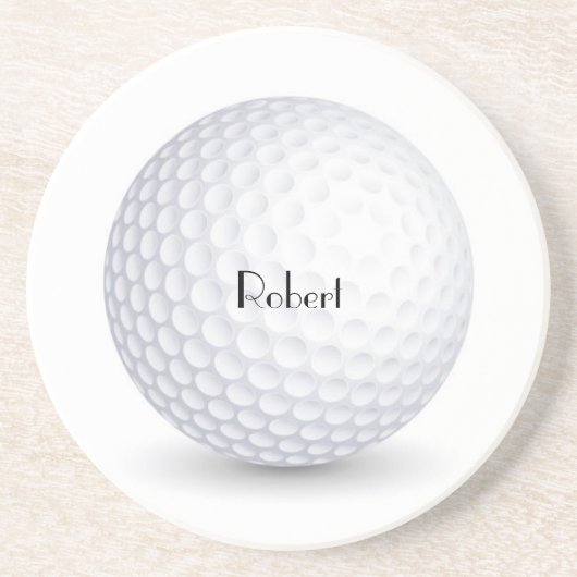 Witte 3-D golfbal ronde zandstenen onderzetter (Voorkant)