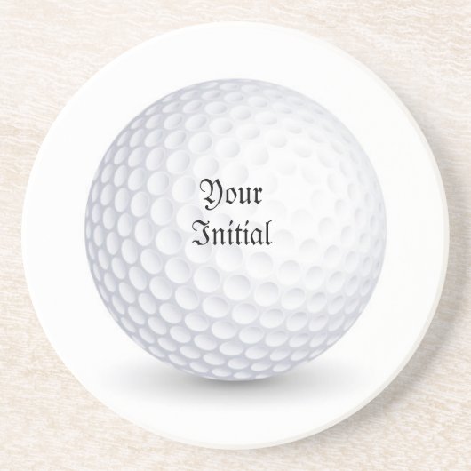 Witte 3-D golfbal ronde zandstenen onderzetter (Voorkant)
