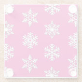 Witte 3-D sneeuwvlokken,  achtergrond Glazen Onderzetter (Achterkant)