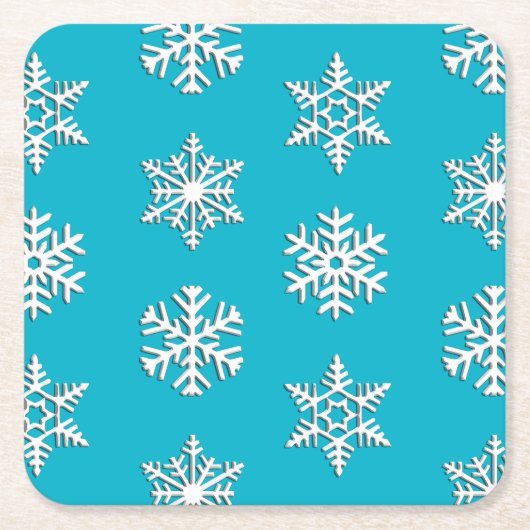 Witte 3-D sneeuwvlokken, achtergrond Kartonnen Onderzetters (Voorkant)