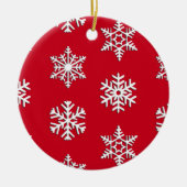 Witte 3-D sneeuwvlokken, achtergrond Keramisch Ornament (Voorkant)