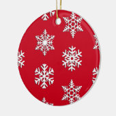 Witte 3-D sneeuwvlokken, achtergrond Keramisch Ornament (Links)