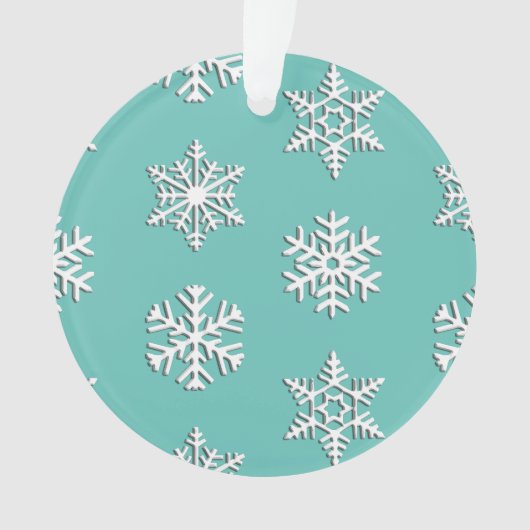 Witte 3-D sneeuwvlokken,  achtergrond Ornament (voorkant)