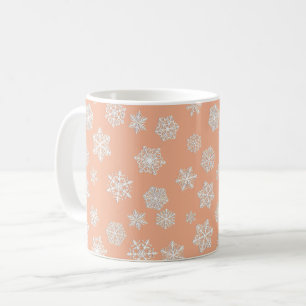 Witte 3-D Sneeuwvlokken op een Achtergrond van het Koffiemok