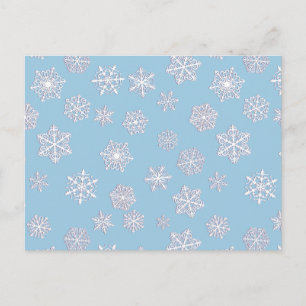 Witte 3-d sneeuwvlokken op een ijsblauwe achtergro briefkaart