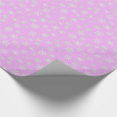 Witte 3-D sneeuwvlokken op een orchideachtergrond Cadeaupapier (Hoek)