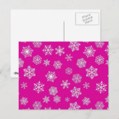 Witte 3-D sneeuwvlokken op een roze fuchsia-achter Briefkaart (Voorkant / Achterkant)