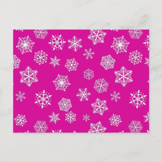 Witte 3-D sneeuwvlokken op een roze fuchsia-achter Briefkaart (Voorkant)