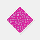 Witte 3-D sneeuwvlokken op een roze fuchsia-achter Servetten (Hoek)
