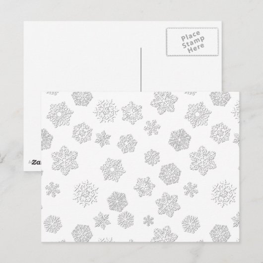 Witte 3-D sneeuwvlokken op een witte achtergrond Briefkaart (Voorkant / Achterkant)