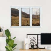 Witte 3-pins venster Verlichtingsland in herfst Poster (Thuiskantoor)