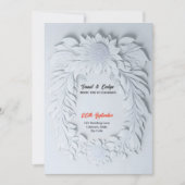 Witte 3d bloem thema lijst bruiloft kaart (Voorkant)