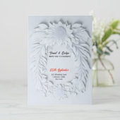 Witte 3d bloem thema lijst bruiloft kaart (Staand voorkant)