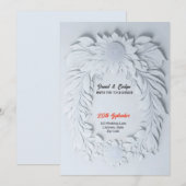 Witte 3d bloem thema lijst bruiloft kaart (Voorkant / Achterkant)