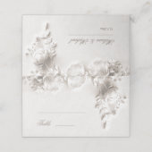 Witte 3D Bloemen Bruiloft Plaatskaartje (Buitenkant ongevouwen)