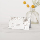 Witte 3D Bloemen Bruiloft Plaatskaartje (Achterkant)