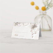 Witte 3D Bloemen Bruiloft Plaatskaartje (Voorkant)