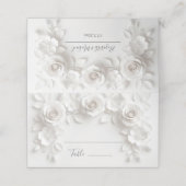 Witte 3D-bloemen Gebogen Huwelijk Plaatskaartje (Buitenkant ongevouwen)