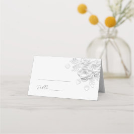 Witte 3D-bloemen Huwelijkskaart Plaatskaartje