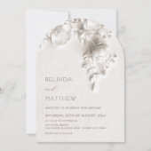 Witte 3D Bloemen Rozen Bruiloft Kaart (Voorkant)