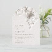 Witte 3D Bloemen Rozen Bruiloft Kaart (Staand voorkant)