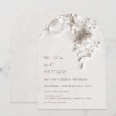 Witte 3D Bloemen Rozen Bruiloft Kaart (Voorkant / Achterkant)