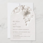 Witte 3D Bloemen Rozen Casual Bruiloft Kaart (Voorkant)