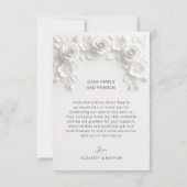 Witte 3D Bloemen Rozen Dank Je Kaart (Achterkant)