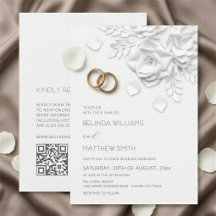 Witte 3D Bloemen Rozen Eenvoudige Trouwdag