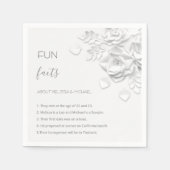 Witte 3D Bloemen Rozen Interessante Feiten Bruilof Servet (Voorkant)