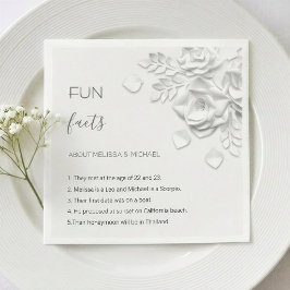 Witte 3D Bloemen Rozen Interessante Feiten Bruilof Servet