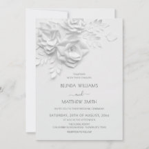 Witte 3D Bloemen Rozen Minimalistische Trouwdag