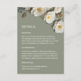 Witte 3D-bloemenrozen Informatiekaartje