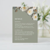 Witte 3D-bloemenrozen Informatiekaartje (Staand voorkant)