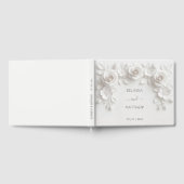Witte 3D bloemrozen | Trouwen Gastenboek (Volledig)