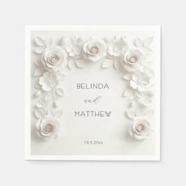 Witte 3D bloemrozen | Trouwen Servet