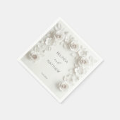 Witte 3D bloemrozen | Trouwen Servet (Hoek)