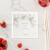 Witte 3D Bloemrozen | Trouwen Servet (Insitu)