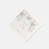 Witte 3D Bloemrozen | Trouwen Servet (Hoek)