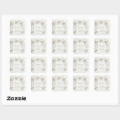 Witte 3D bloemrozen | Trouwen Vierkante Sticker (Vel)
