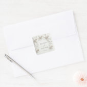Witte 3D bloemrozen | Trouwen Vierkante Sticker (Envelop)