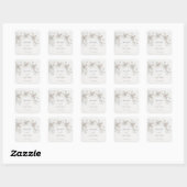 Witte 3D bloemrozen | Trouwen Vierkante Sticker (Vel)