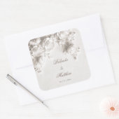 Witte 3D bloemrozen | Trouwen Vierkante Sticker (Envelop)