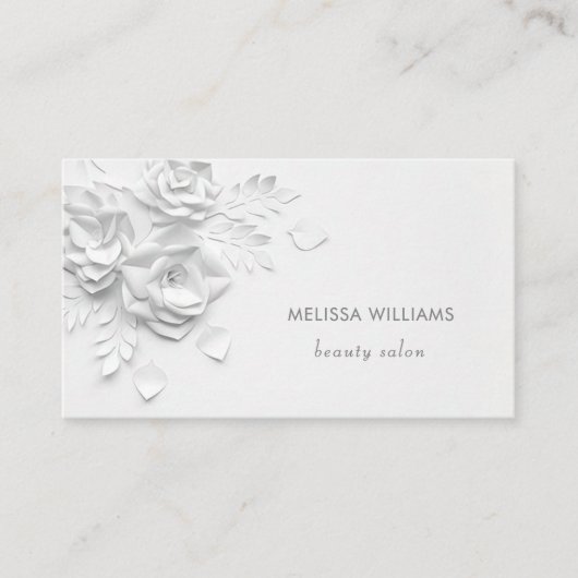Witte 3D eenvoudige bloemen Visitekaartje (Voorkant)