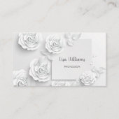Witte 3D eenvoudige bloemen Visitekaartje (Voorkant)