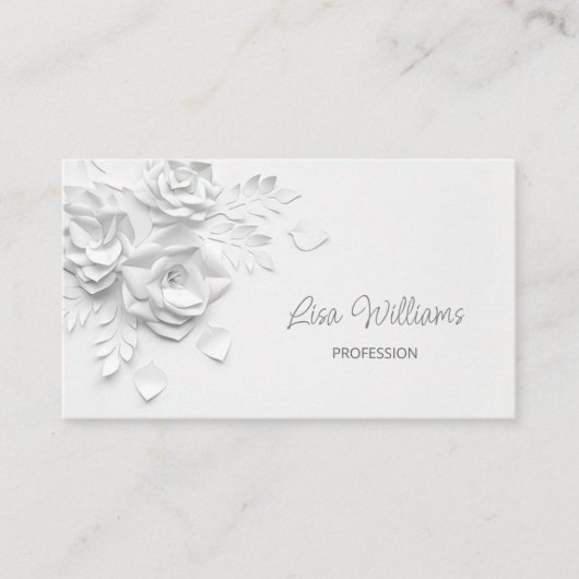 Witte 3D eenvoudige bloemen Visitekaartje (Voorkant)