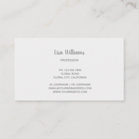 Witte 3D eenvoudige bloemen Visitekaartje (Achterkant)